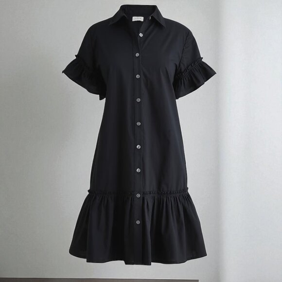 J. Crew Ruffle-sleeve mini shirtdress Size 00 - Picture 1 of 9